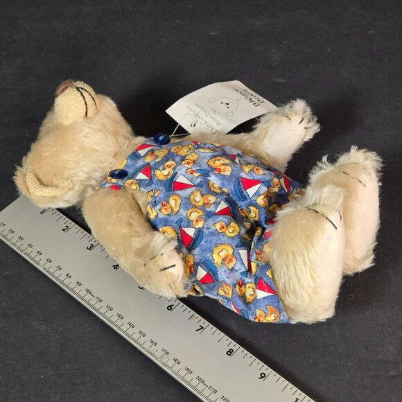 Deb Canham BIGger Bear "Beau" 10" Blonde Mohair Overalls Ducks Boats LE 54/500 - Picture 10 of 11